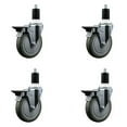 thumbnail image 1 of 5 Inch Gray Poly Swivel 1-1/2 Inch Expanding Stem Caster Set with Brake SCC, 1 of 2