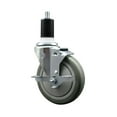 thumbnail image 1 of 5 Inch Gray Poly Swivel 1-1/2 Inch Expanding Stem Caster with Brake SCC, 1 of 2