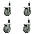thumbnail image 1 of 5 Inch Gray Poly Swivel 1-1/4 Inch Expanding Stem Caster Set Total Lock Brake, 1 of 2