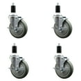thumbnail image 1 of 5 Inch Gray Poly Swivel 1-3/8 Inch Expanding Stem Caster Set with Brake SCC, 1 of 2