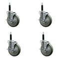 thumbnail image 1 of 5 Inch Gray Poly Swivel 3/4 Inch Expanding Stem Caster Set with Brake SCC, 1 of 2