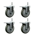 thumbnail image 1 of 5 Inch Gray Poly Swivel 3/4 Inch Threaded Stem Caster Set with Total Lock Brake, 1 of 2