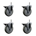 thumbnail image 1 of 5 Inch Gray Poly Swivel 7/16 Inch Grip Ring Stem Caster Set with Brake, 1 of 2