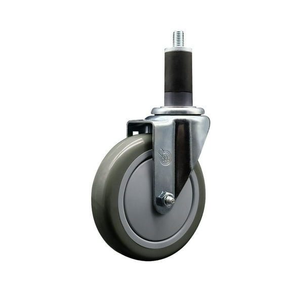 5 Inch Gray Poly Wheel Swivel 1-1/4 Inch Expanding Stem Caster SCC