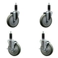 thumbnail image 1 of 5 Inch Gray Poly Wheel Swivel 1-1/8 Inch Expanding Stem Caster Set 2 Brakes SCC, 1 of 2