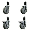 thumbnail image 1 of 5 Inch Gray Poly Wheel Swivel 1-3/4 Inch Expanding Stem Caster Set 2 Brakes SCC, 1 of 2