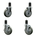 thumbnail image 1 of 5 Inch Gray Poly Wheel Swivel 1-5/8 Inch Expanding Stem Caster Set 2 Brakes SCC, 1 of 2