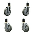 thumbnail image 1 of 5 Inch Gray Poly Wheel Swivel 1-7/8 Inch Expanding Stem Caster Set 2 Brakes SCC, 1 of 2