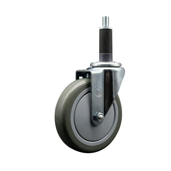 5 Inch Gray Poly Wheel Swivel 1 Inch Expanding Stem Caster SCC
