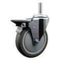 thumbnail image 1 of 5 Inch Gray Poly Wheel Swivel 3/4 Inch Threaded Stem Caster with Brake, 1 of 2