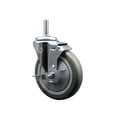 thumbnail image 1 of 5 Inch Gray Poly Wheel Swivel 5/8 Inch Threaded Stem Caster with Brake, 1 of 2