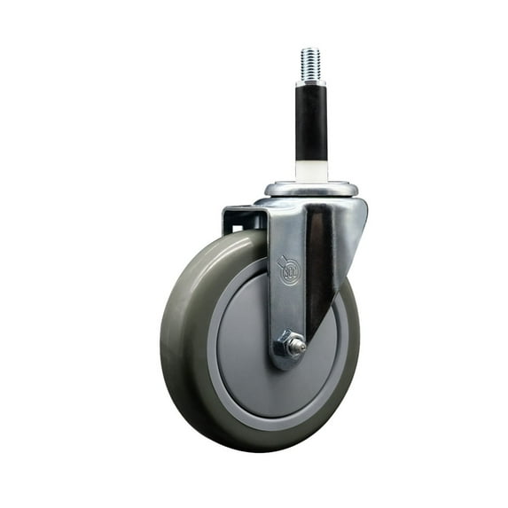 5 Inch Gray Poly Wheel Swivel 7/8 Inch Expanding Stem Caster SCC