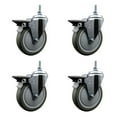 thumbnail image 1 of 5 Inch Gray Polyurethane 12MM Threaded Stem Caster Set with Brake, 1 of 2