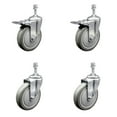 thumbnail image 1 of 5 Inch Gray Polyurethane Swivel 10mm Stem Caster Set 2 Total Lock Brake SCC, 1 of 2