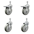 thumbnail image 1 of 5 Inch Gray Polyurethane Swivel 3/8 Inch Stem Caster Set 2 Total Lock Brake SCC, 1 of 2