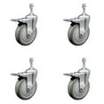 thumbnail image 1 of 5 Inch Gray Polyurethane Swivel 3/8 Inch Stem Caster Set with Total Lock Brake, 1 of 2
