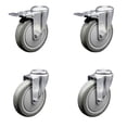 thumbnail image 1 of 5 Inch Gray Polyurethane Swivel Bolt Hole Caster Set with 2 Total Lock Brake, 1 of 2