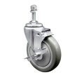 thumbnail image 1 of 5 Inch Gray Polyurethane Wheel Swivel 10mm Threaded Stem Caster with Brake, 1 of 2