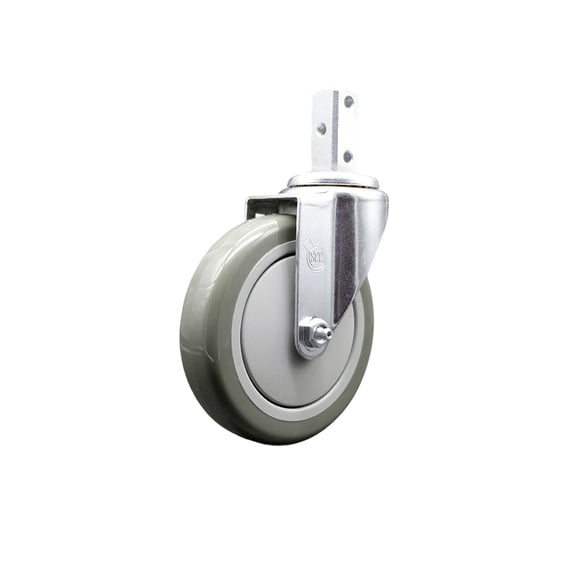 5 Inch Gray Polyurethane Wheel Swivel 3/4 Inch Square Stem Caster SCC
