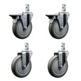thumbnail image 1 of 5 Inch Gray Polyurethane Wheel Swivel 3/4 Inch Square Stem Caster Set 2 Brakes, 1 of 2