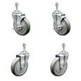 thumbnail image 1 of 5 Inch Gray Polyurethane Wheel Swivel 3/8 Inch Threaded Stem Caster Set 2 Brakes, 1 of 2