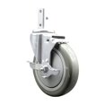 thumbnail image 1 of 5 Inch Gray Polyurethane Wheel Swivel 7/8 Inch Square Stem Caster with Brake, 1 of 2