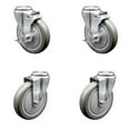 thumbnail image 1 of 5 Inch Gray Polyurethane Wheel Swivel Bolt Hole Caster Set with 2 Brake SCC, 1 of 2