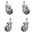 thumbnail image 1 of 5 Inch Gray Polyurethane Wheel Swivel ½ Inch Threaded Stem Caster Set 2 Brakes, 1 of 2