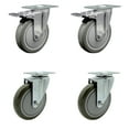thumbnail image 1 of 5 Inch Gray Polyurethane Wheel Swivel Top Plate Caster Set 2 Total Lock Brakes, 1 of 2