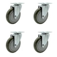 thumbnail image 1 of 5 Inch Gray Polyurethane Wheel Swivel Top Plate Caster Set Service Caster Brand, 1 of 2