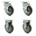 thumbnail image 1 of 5 Inch Gray Polyurethane Wheel Swivel Top Plate Caster Set with 2 Brake 2 Rigid, 1 of 2