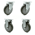 thumbnail image 1 of 5 Inch Gray Polyurethane Wheel Swivel Top Plate Caster Set with 2 Rigid SCC, 1 of 2