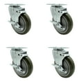 thumbnail image 1 of 5 Inch Gray Polyurethane Wheel Swivel Top Plate Caster Set with Brake SCC, 1 of 2