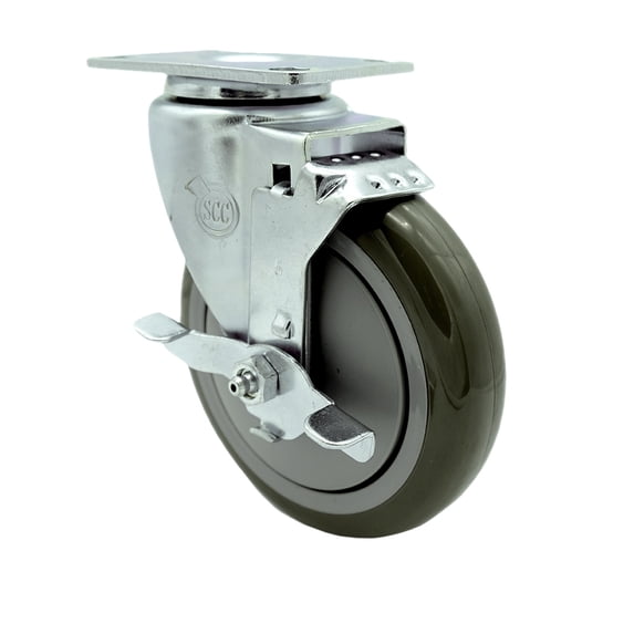 Cambro 60007 Dish Caddies and Utility Truck Replacement Caster - 5 Inch Gray Polyurethane Swivel Caster with Brake – High Quality Replacement Caster - Service Caster Brand