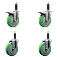 thumbnail image 1 of 5 Inch Green Poly Swivel 1 Inch Expanding Stem Caster Set 2 Total Lock Brakes, 1 of 2