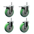 thumbnail image 1 of 5 Inch Green Poly Swivel 3/4 Inch Threaded Stem Caster Set 2 Total Lock Brakes, 1 of 2