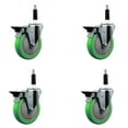 thumbnail image 1 of 5 Inch Green Poly Swivel 7/8 Inch Expanding Stem Caster Set with Brake SCC, 1 of 2