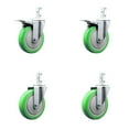 thumbnail image 1 of 5 Inch Green Poly Swivel 7/8 Inch Square Stem Caster Set 2 Total Lock Brakes SCC, 1 of 2
