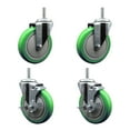 thumbnail image 1 of 5 Inch Green Poly Wheel Swivel 5/8 Inch Threaded Stem Caster Set 2 Brakes, 1 of 2
