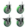 thumbnail image 1 of 5 Inch Green Poly Wheel Swivel 5/8 Inch Threaded Stem Caster Set 2 Brakes, 1 of 2