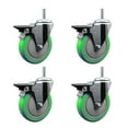 thumbnail image 1 of 5 Inch Green Poly Wheel Swivel 5/8 Inch Threaded Stem Caster Set with Brake, 1 of 2