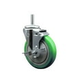 thumbnail image 1 of 5 Inch Green Poly Wheel Swivel 5/8 Inch Threaded Stem Caster with Brake, 1 of 2