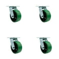 thumbnail image 1 of 5 Inch Green Poly on Cast Iron Caster Set with Ball Bearing and Swivel Lock SCC, 1 of 2