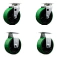 thumbnail image 1 of 5 Inch Green Poly on Cast Iron Caster Set with Roller Bearings 2 Swivel 2 Rigid, 1 of 2