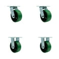 thumbnail image 1 of 5 Inch Green Poly on Cast Iron Caster Set with Roller Bearings 2 Swivel 2 Rigid, 1 of 2
