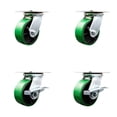 thumbnail image 1 of 5 Inch Green Poly on Cast Iron Swivel Caster Set 2 Swivel Locks 2 Brakes SCC, 1 of 2