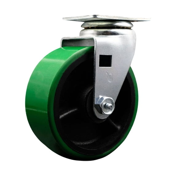 5 Inch Green Poly on Cast Iron Wheel Swivel Caster with Ball Bearing SCC