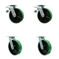 thumbnail image 1 of 5 Inch Green Poly on Steel Caster Set with Roller Bearing 2 Total Lock Brake SCC, 1 of 2