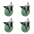 thumbnail image 1 of 5 Inch Green Polyurethane 10MM Threaded Stem Caster Set with Brake, 1 of 2