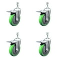 thumbnail image 1 of 5 Inch Green Polyurethane Swivel 3/8 Inch Stem Caster Set with Total Lock Brake, 1 of 2
